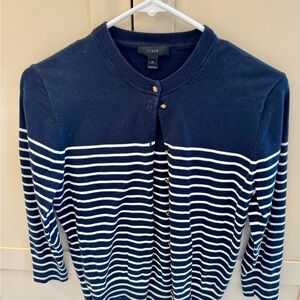 J. Crew Navy and White Striped Cardigan